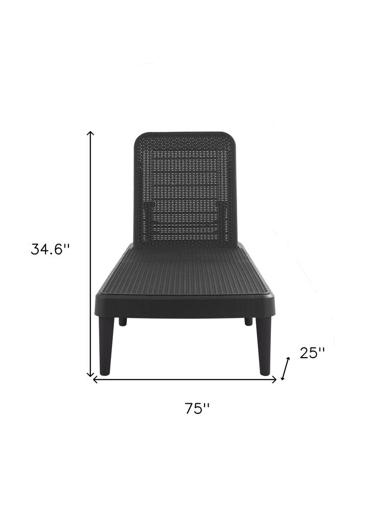 75" Black Heavy Duty Plastic Outdoor Stacking Chaise Lounge — view 6