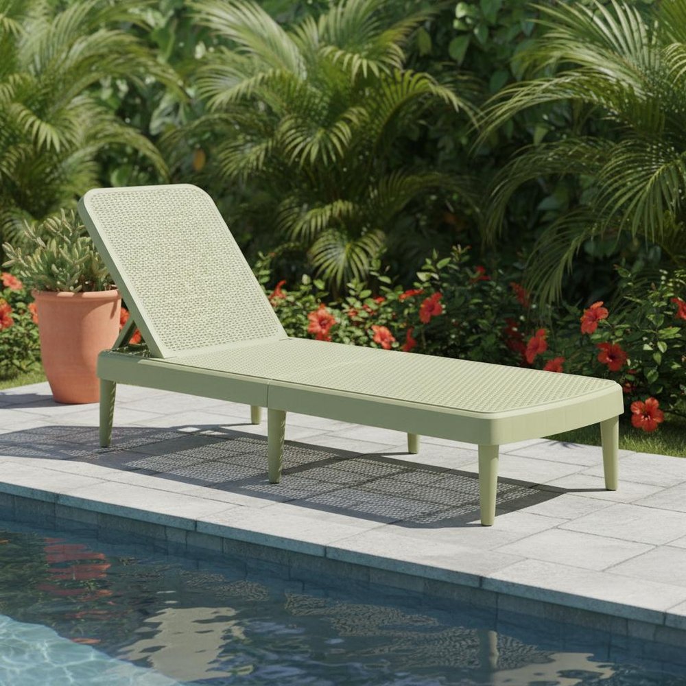 75" Sage Heavy Duty Plastic Outdoor Stacking Chaise Lounge — view 7