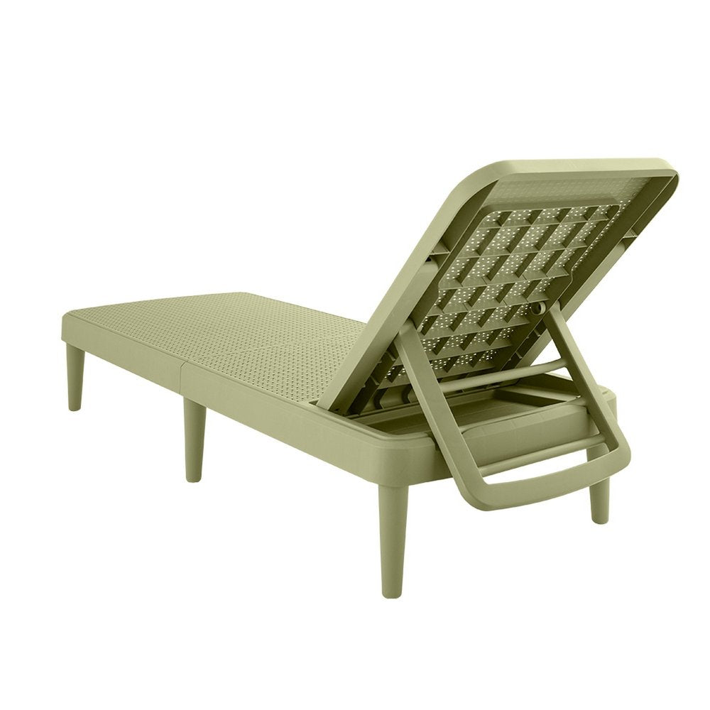 75" Sage Heavy Duty Plastic Outdoor Stacking Chaise Lounge — view 3
