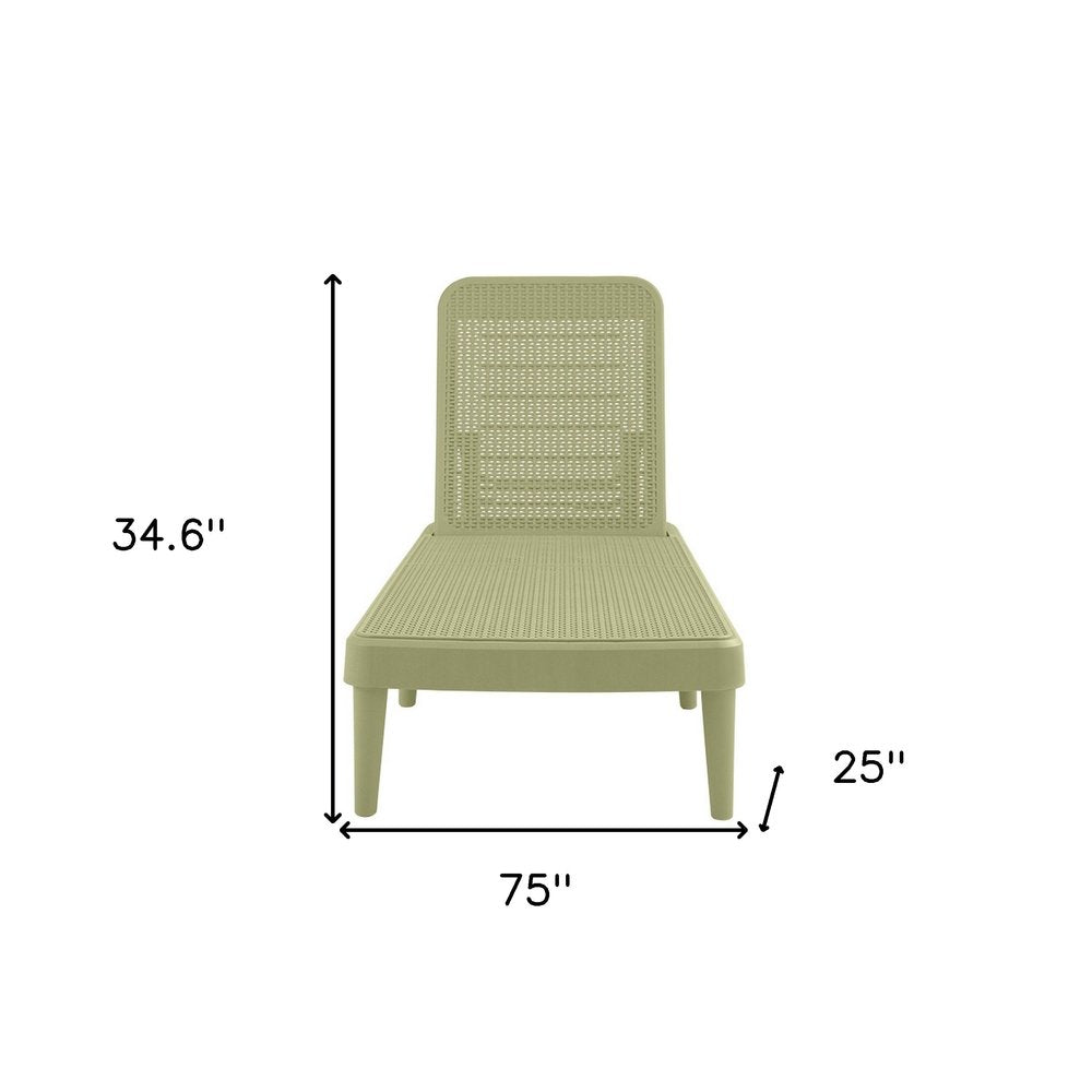 75" Sage Heavy Duty Plastic Outdoor Stacking Chaise Lounge — view 4