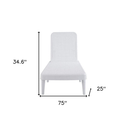 75" White Heavy Duty Plastic Outdoor Stacking Chaise Lounge HomeRoots