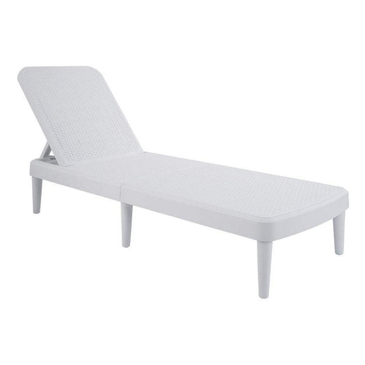 75" White Heavy Duty Plastic Outdoor Stacking Chaise Lounge