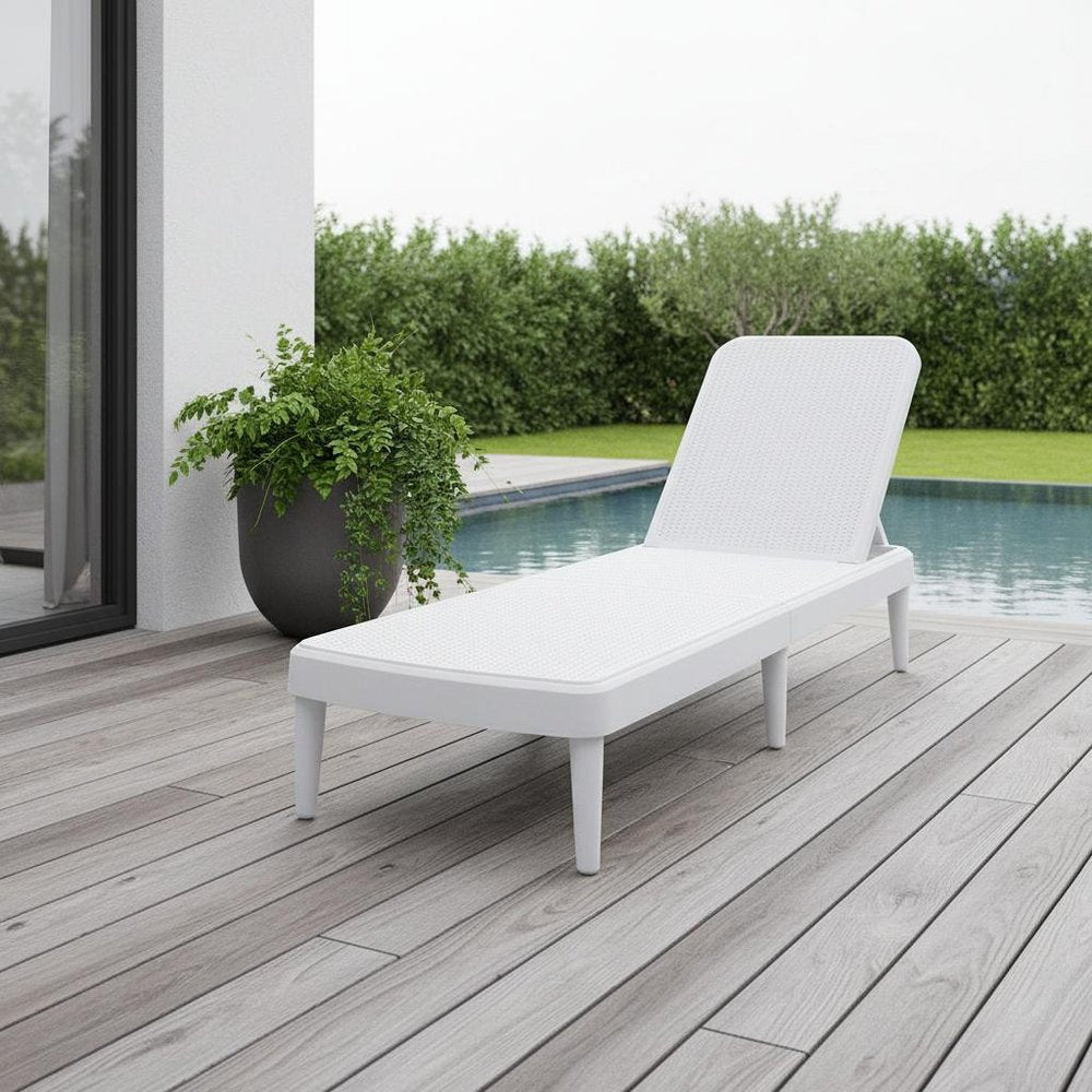 75" White Heavy Duty Plastic Outdoor Stacking Chaise Lounge HomeRoots