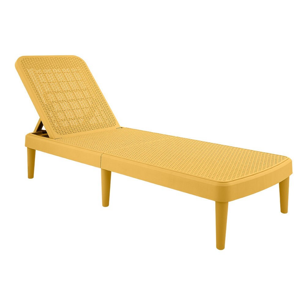 75" Gold Heavy Duty Plastic Outdoor Stacking Chaise Lounge — view 2