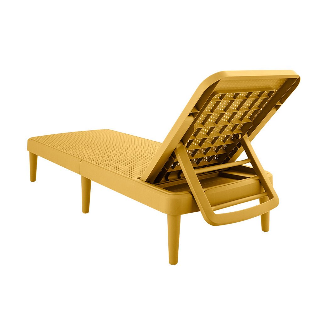 75" Gold Heavy Duty Plastic Outdoor Stacking Chaise Lounge — view 3