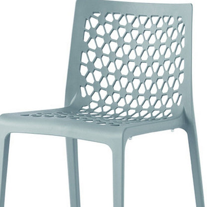 Set of Two Baby Blue Heavy Duty Plastic Outdoor Stacking Dining Chairs HomeRoots