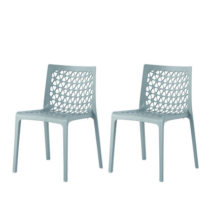 Set of Two Baby Blue Heavy Duty Plastic Outdoor Stacking Dining Chairs HomeRoots