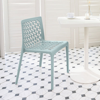 Set of Two Baby Blue Heavy Duty Plastic Outdoor Stacking Dining Chairs HomeRoots