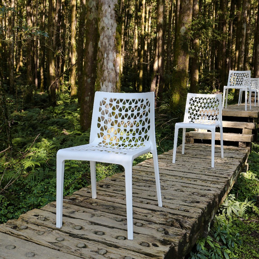 Set of Two Baby Blue Heavy Duty Plastic Outdoor Stacking Dining Chairs HomeRoots