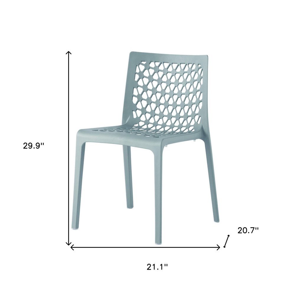 Set of Two Baby Blue Heavy Duty Plastic Outdoor Stacking Dining Chairs HomeRoots