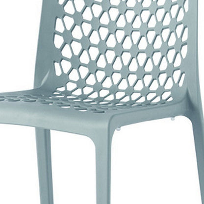 Set of Two Baby Blue Heavy Duty Plastic Outdoor Stacking Dining Chairs HomeRoots