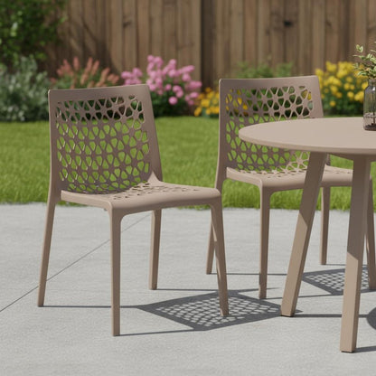 Set of Two Gray Heavy Duty Plastic Outdoor Stacking Dining Chairs HomeRoots