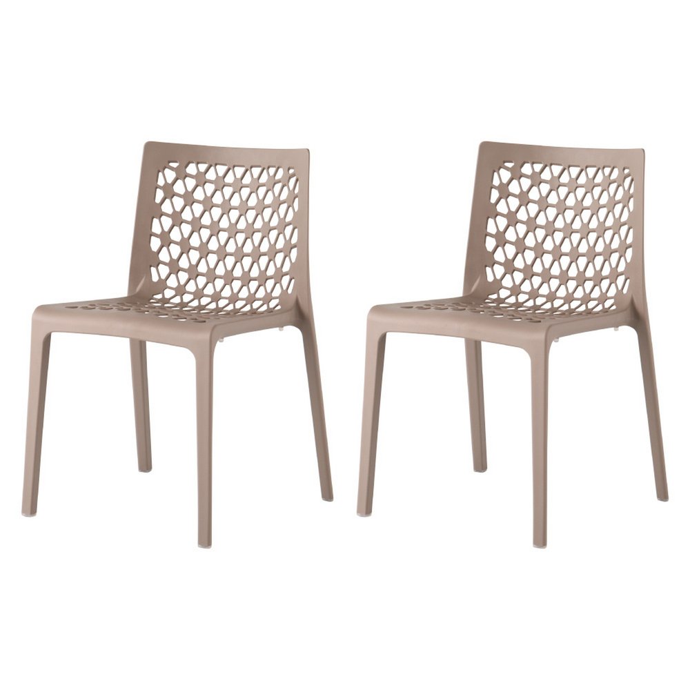 Set of Two Gray Heavy Duty Plastic Outdoor Stacking Dining Chairs HomeRoots