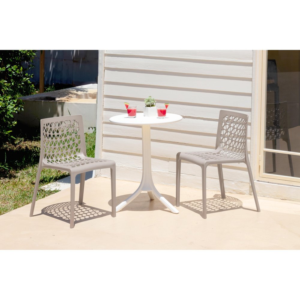 Set of Two Gray Heavy Duty Plastic Outdoor Stacking Dining Chairs HomeRoots