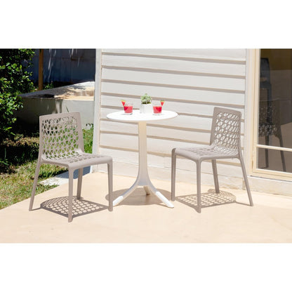 Set of Two Gray Heavy Duty Plastic Outdoor Stacking Dining Chairs HomeRoots