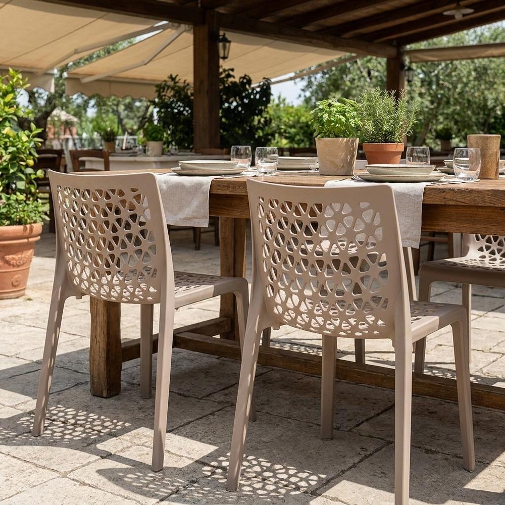 Set of Two Gray Heavy Duty Plastic Outdoor Stacking Dining Chairs HomeRoots