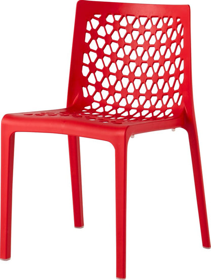 Set of Two Red Heavy Duty Plastic Outdoor Stacking Dining Chairs HomeRoots