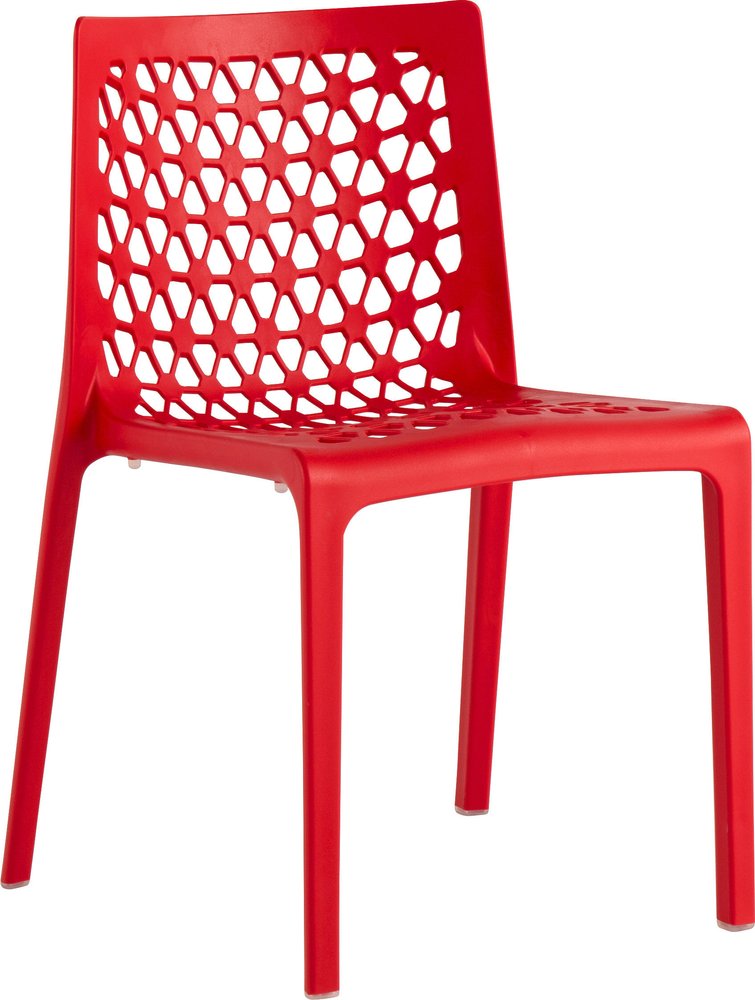 Set of Two Red Heavy Duty Plastic Outdoor Stacking Dining Chairs HomeRoots