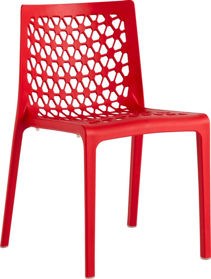 Set of Two Red Heavy Duty Plastic Outdoor Stacking Dining Chairs HomeRoots