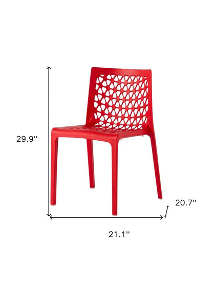 Set of Two Red Heavy Duty Plastic Outdoor Stacking Dining Chairs HomeRoots