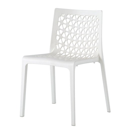 Set of Two White Heavy Duty Plastic Outdoor Stacking Dining Chairs HomeRoots