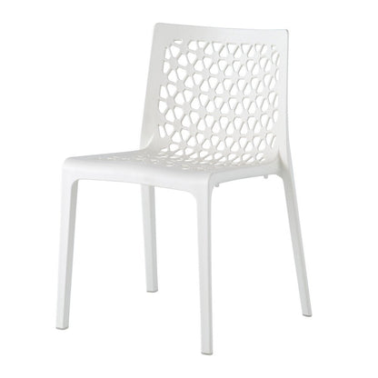 Set of Two White Heavy Duty Plastic Outdoor Stacking Dining Chairs HomeRoots