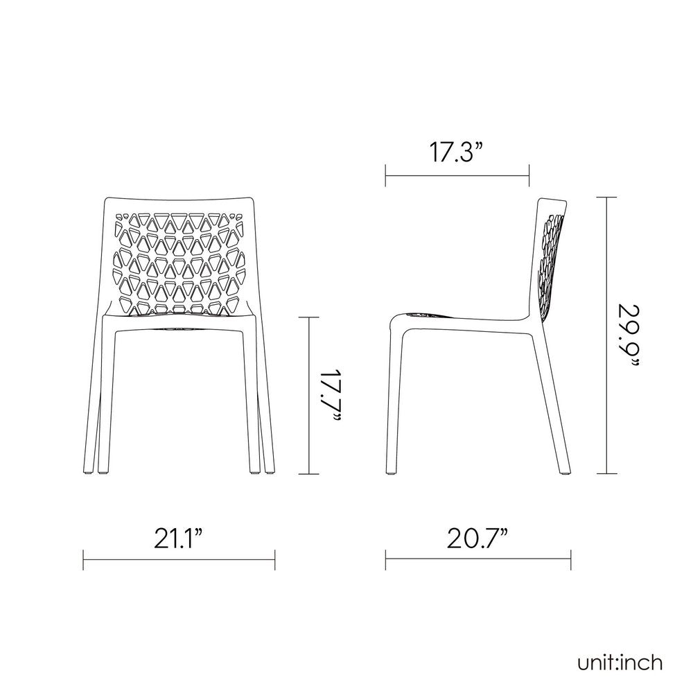 Set of Two White Heavy Duty Plastic Outdoor Stacking Dining Chairs HomeRoots