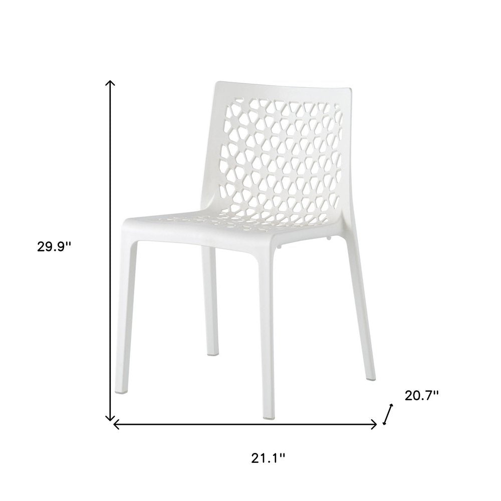 Set of Two White Heavy Duty Plastic Outdoor Stacking Dining Chairs HomeRoots