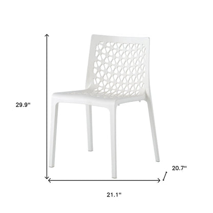 Set of Two White Heavy Duty Plastic Outdoor Stacking Dining Chairs HomeRoots