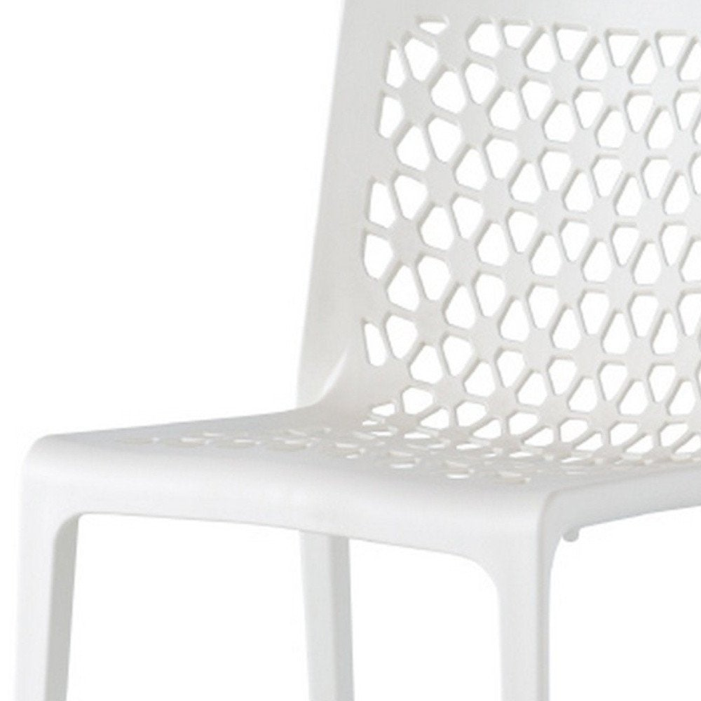 Set of Two White Heavy Duty Plastic Outdoor Stacking Dining Chairs HomeRoots