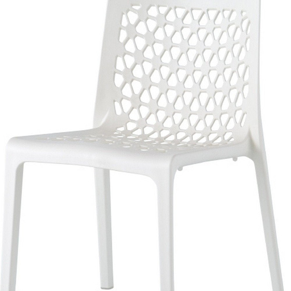 Set of Two White Heavy Duty Plastic Outdoor Stacking Dining Chairs HomeRoots