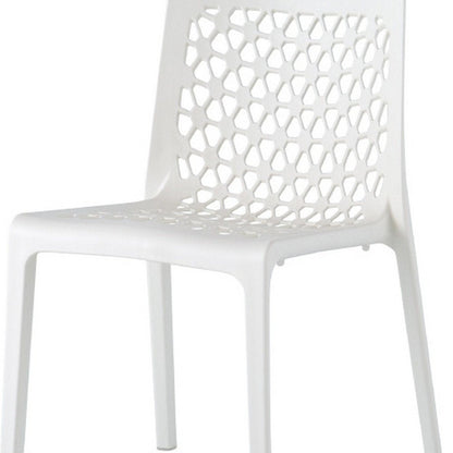 Set of Two White Heavy Duty Plastic Outdoor Stacking Dining Chairs HomeRoots