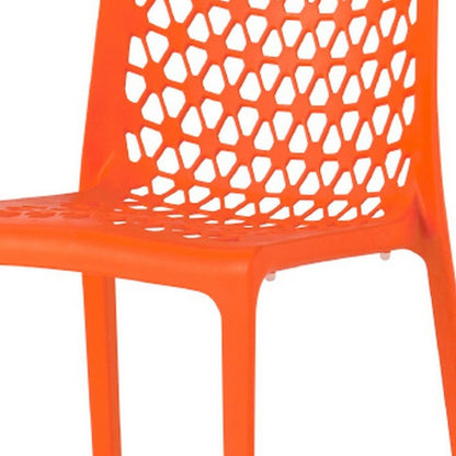 Set of Two Orange Heavy Duty Plastic Outdoor Stacking Dining Chairs HomeRoots