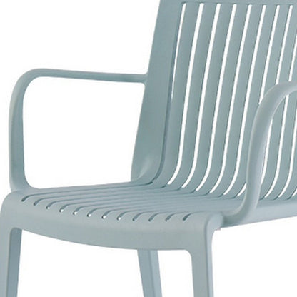 Set of Two Baby Blue Heavy Duty Plastic Outdoor Stacking Arm Chairs HomeRoots
