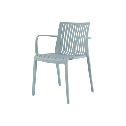 Set of Two Baby Blue Heavy Duty Plastic Outdoor Stacking Arm Chairs HomeRoots