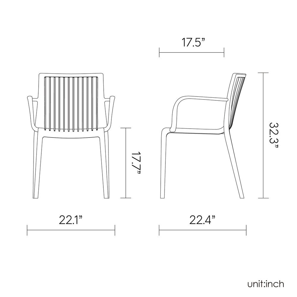 Set of Two Taupe Heavy Duty Plastic Outdoor Stacking Arm Chairs HomeRoots