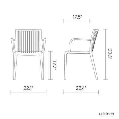 Set of Two Taupe Heavy Duty Plastic Outdoor Stacking Arm Chairs HomeRoots