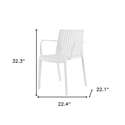 Set of Two White Heavy Duty Plastic Outdoor Stacking Arm Chairs HomeRoots