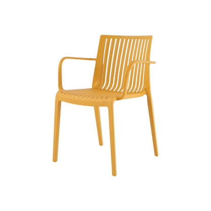 Set of Two Yellow Heavy Duty Plastic Outdoor Stacking Arm Chairs HomeRoots
