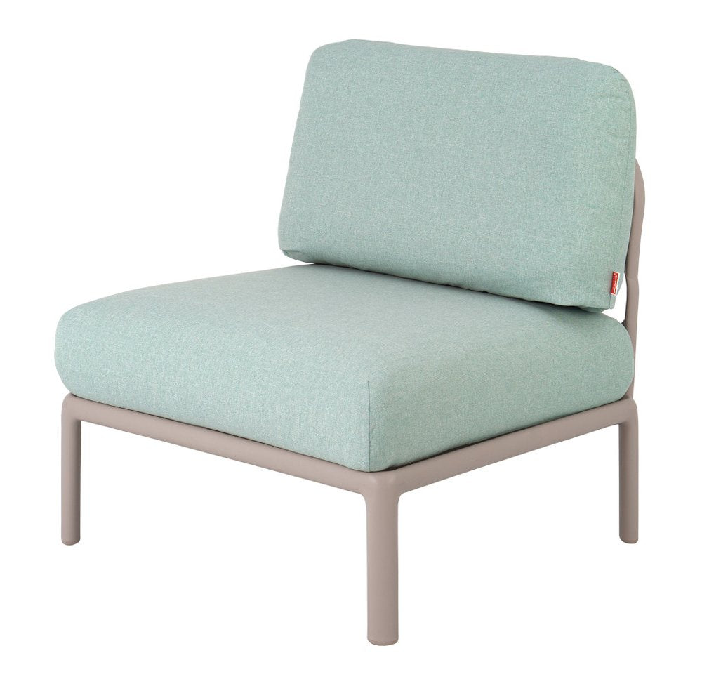 31" Gray Heavy Duty Plastic Outdoor Armchair With Sea Green Cushion HomeRoots