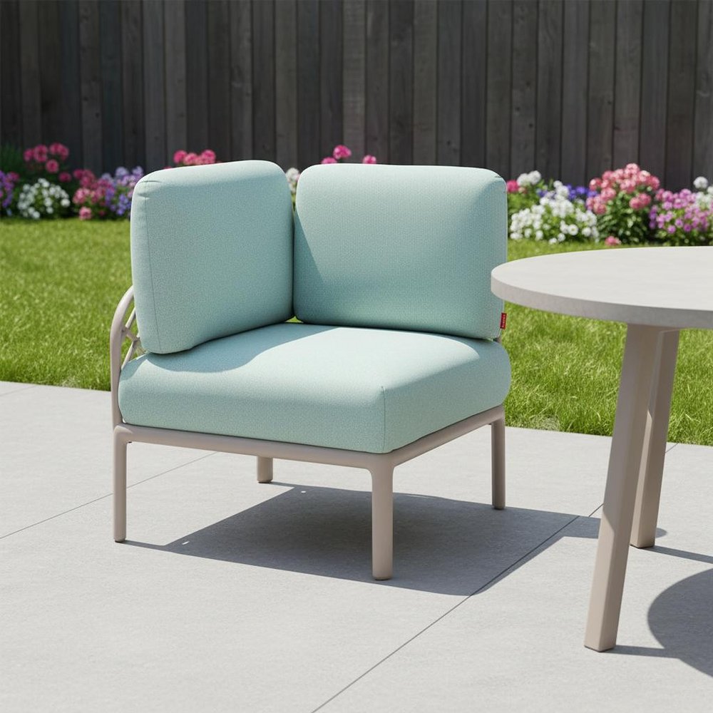 31" Sea Green Heavy Duty Plastic Outdoor Modular with Sea Green Cushion HomeRoots