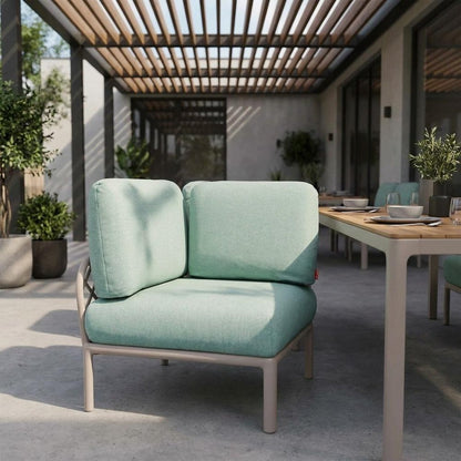 31" Sea Green Heavy Duty Plastic Outdoor Modular with Sea Green Cushion HomeRoots