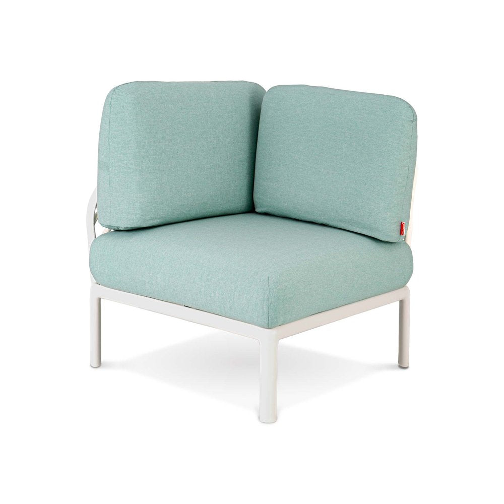 31" White Heavy Duty Plastic Outdoor Modular with Sea Green Cushion — view 2