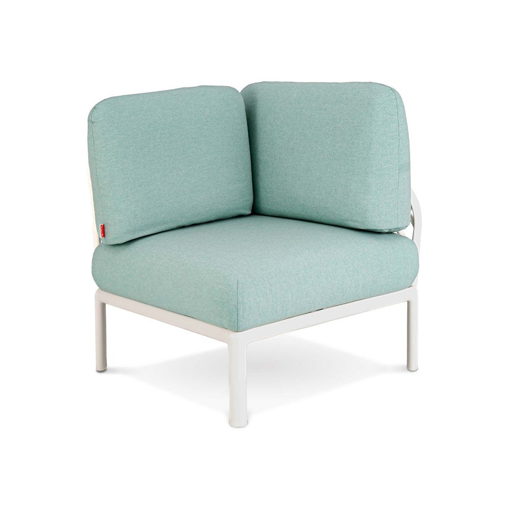 31" White Heavy Duty Plastic Outdoor Modular with Sea Green Cushion — view 4