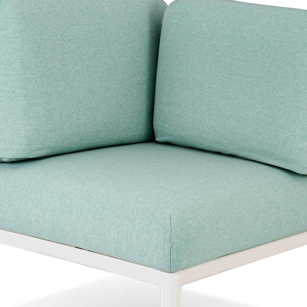31" White Heavy Duty Plastic Outdoor Modular with Sea Green Cushion HomeRoots