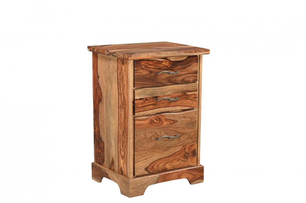 30" Natural Solid Wood Three Drawers Filing Cabinet HomeRoots