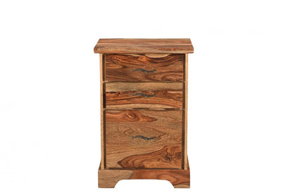 30" Natural Solid Wood Three Drawers Filing Cabinet HomeRoots