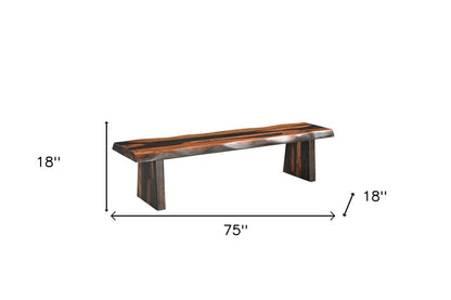 75" Brown Solid Wood Live Edge Dining Bench HomeRoots
