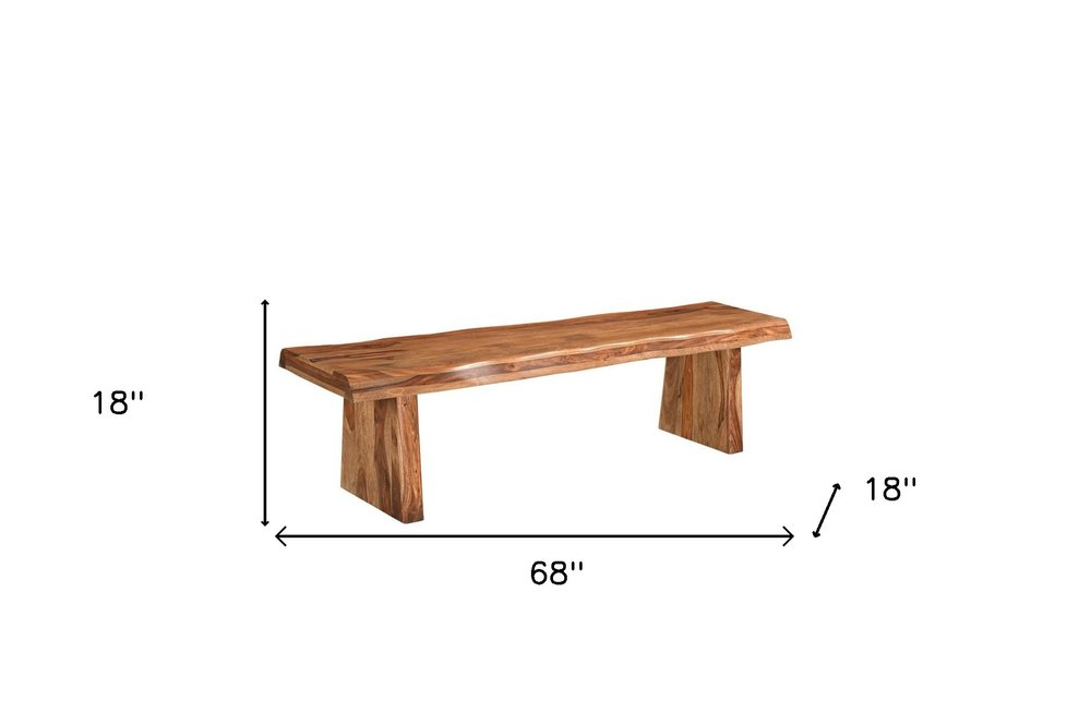 68" Brown Solid Wood Live Edge Dining Bench HomeRoots