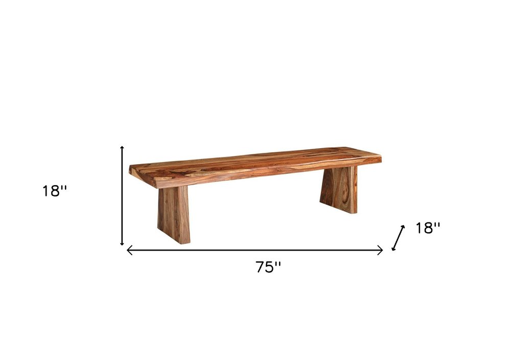 75" Brown Solid Wood Live Edge Dining Bench HomeRoots